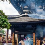 Isshinji Temple with essence smoke in the air